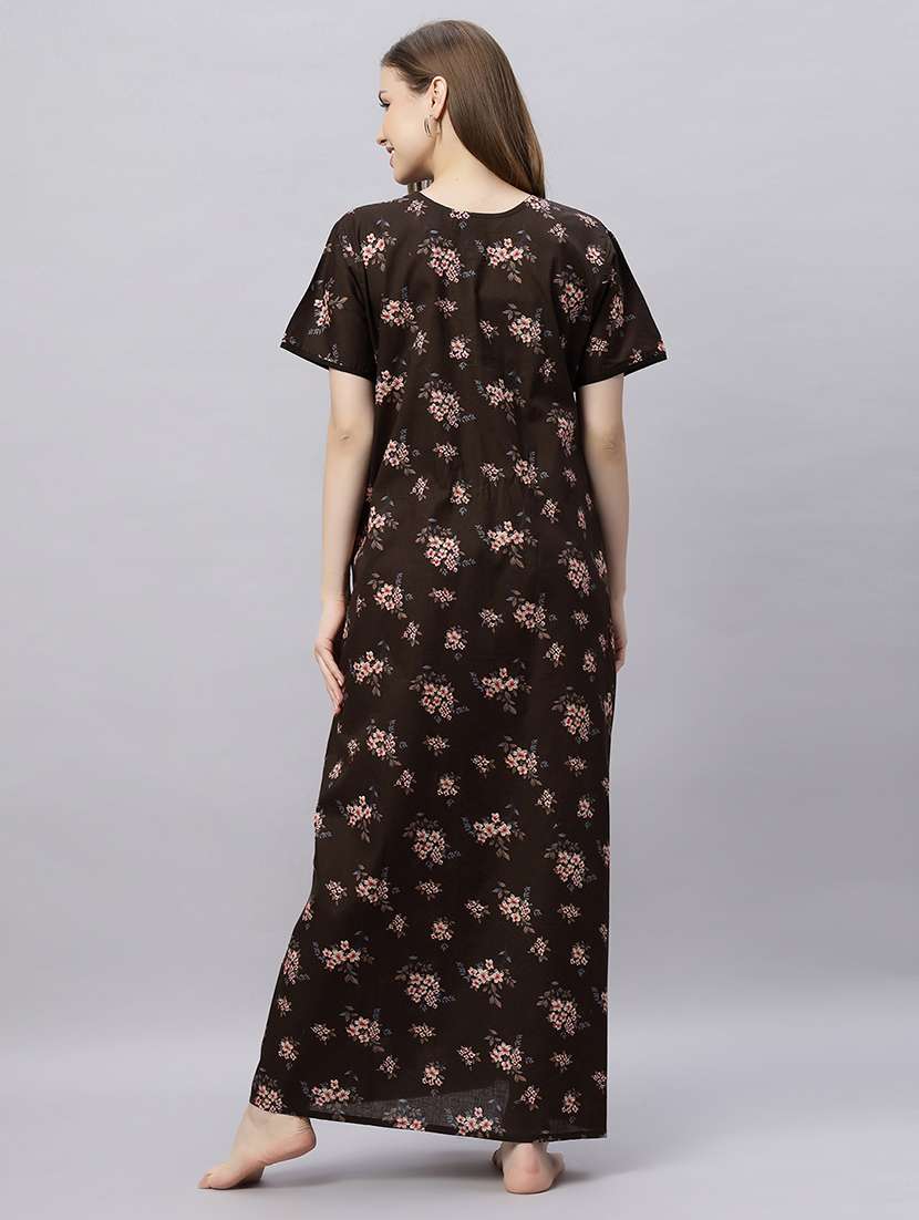 women printed short sleeves nighty - 21690751 -  Standard Image - 3