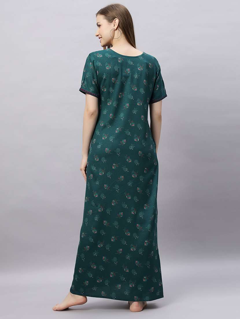 women printed short sleeves nighty - 21690753 -  Standard Image - 3