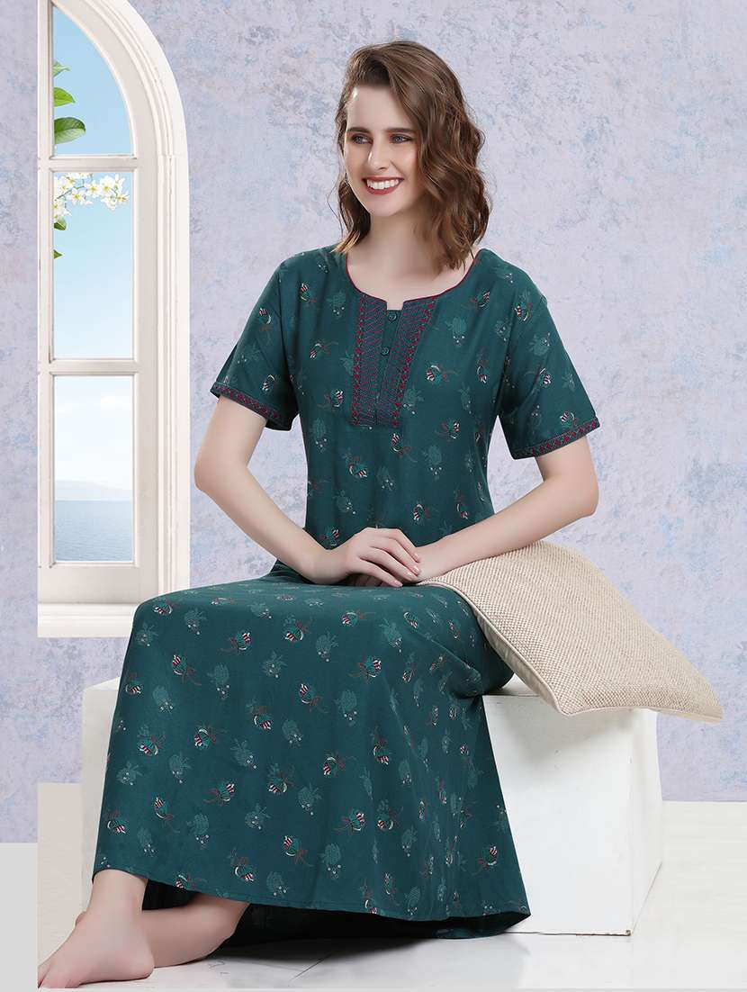 women printed short sleeves nighty - 21690753 -  Standard Image - 5