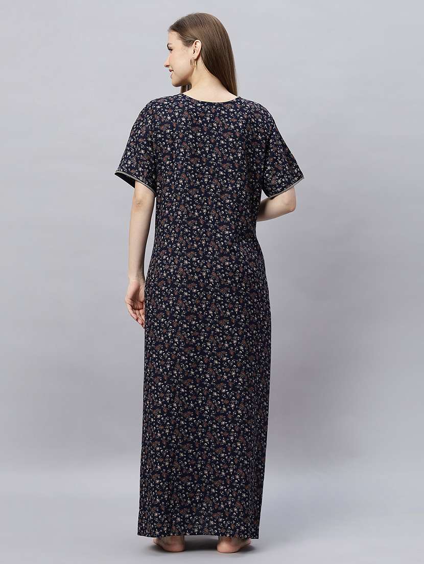 women printed short sleeves nighty - 21690758 -  Standard Image - 3