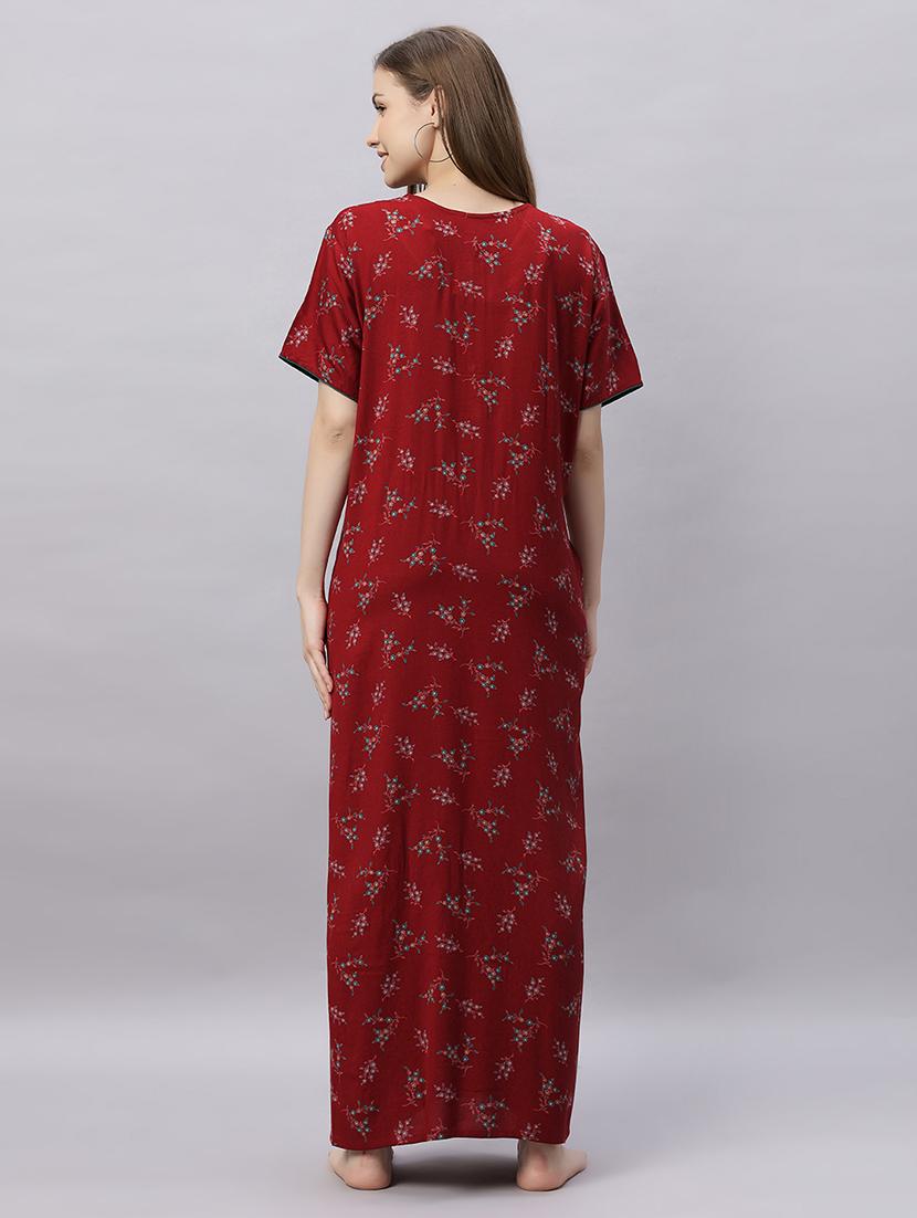 women printed short sleeves nighty - 21690761 - Standard Image - 3
