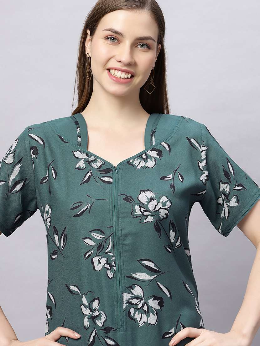 women printed short sleeves nighty - 21690763 -  Standard Image - 5