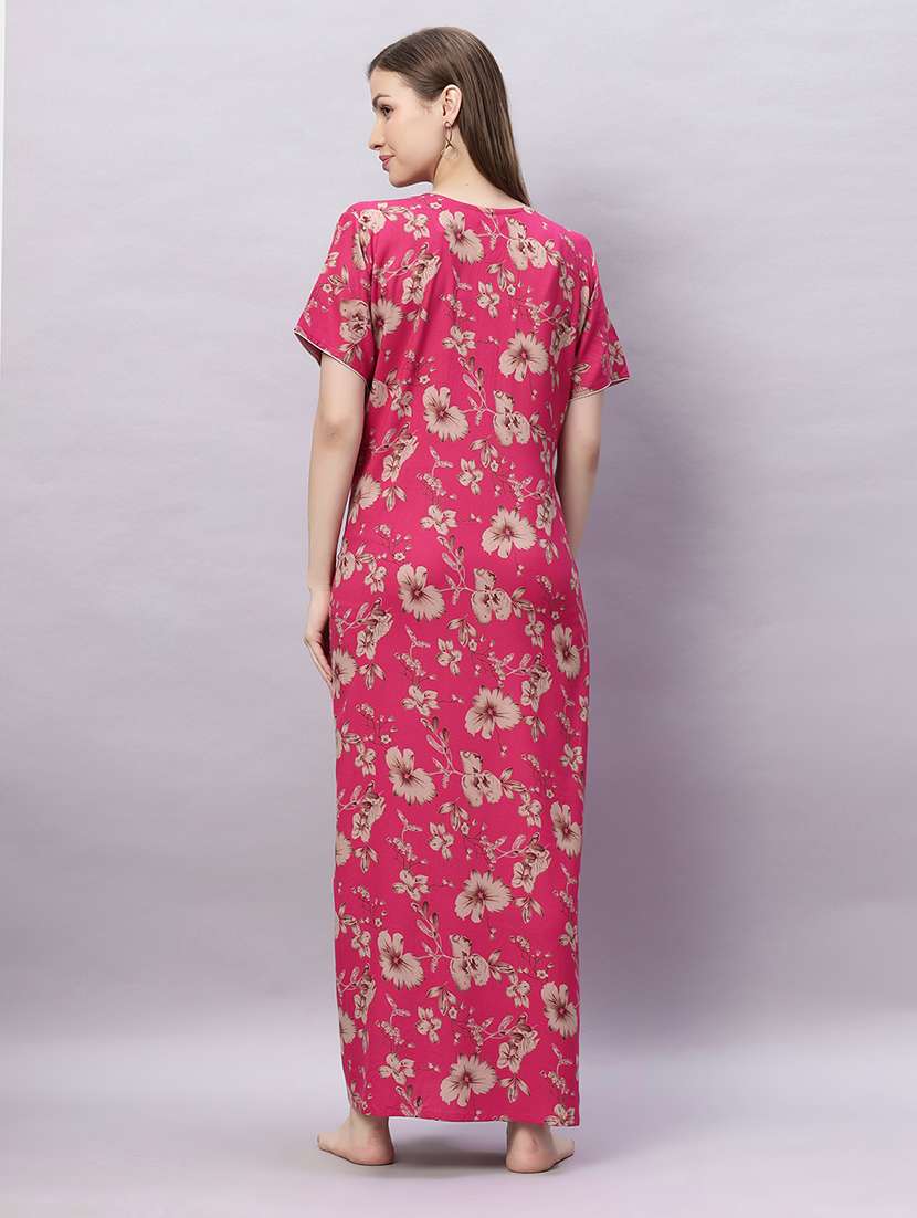 women printed short sleeves nighty - 21690767 -  Standard Image - 3
