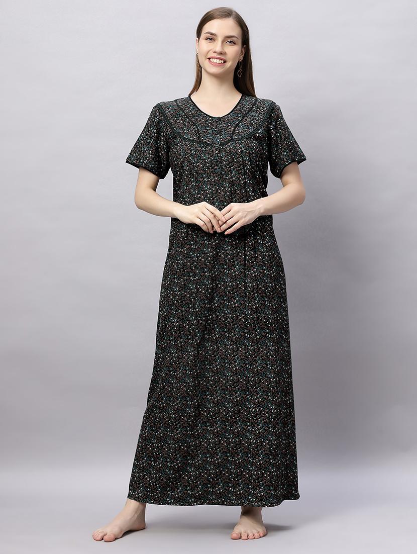 women printed short sleeves nighty - 21690768 -  Zoom Image - 0
