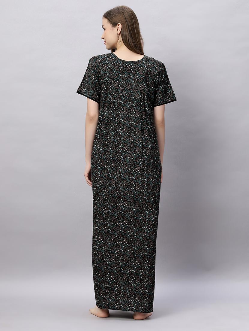 women printed short sleeves nighty - 21690768 - Standard Image - 3