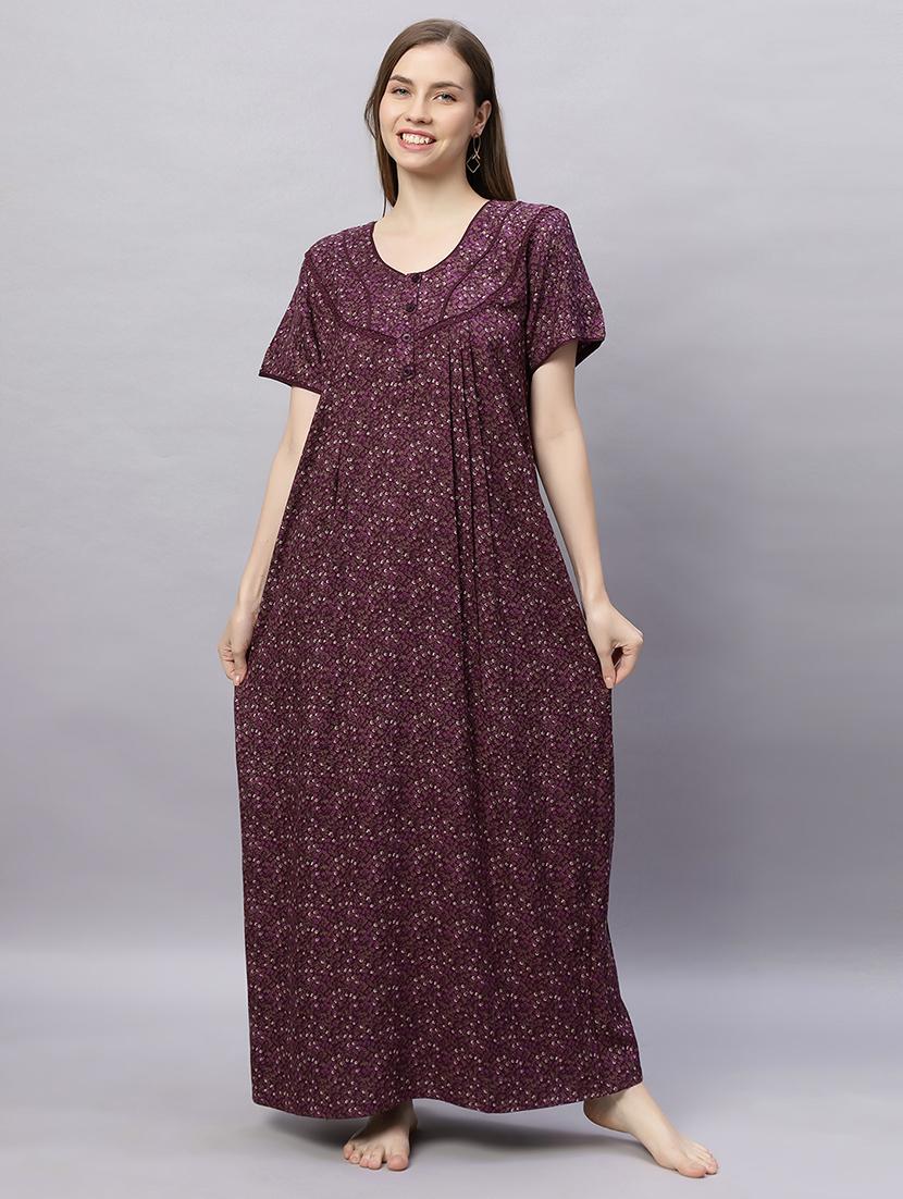 women printed short sleeves nighty - 21690770 -  Zoom Image - 0