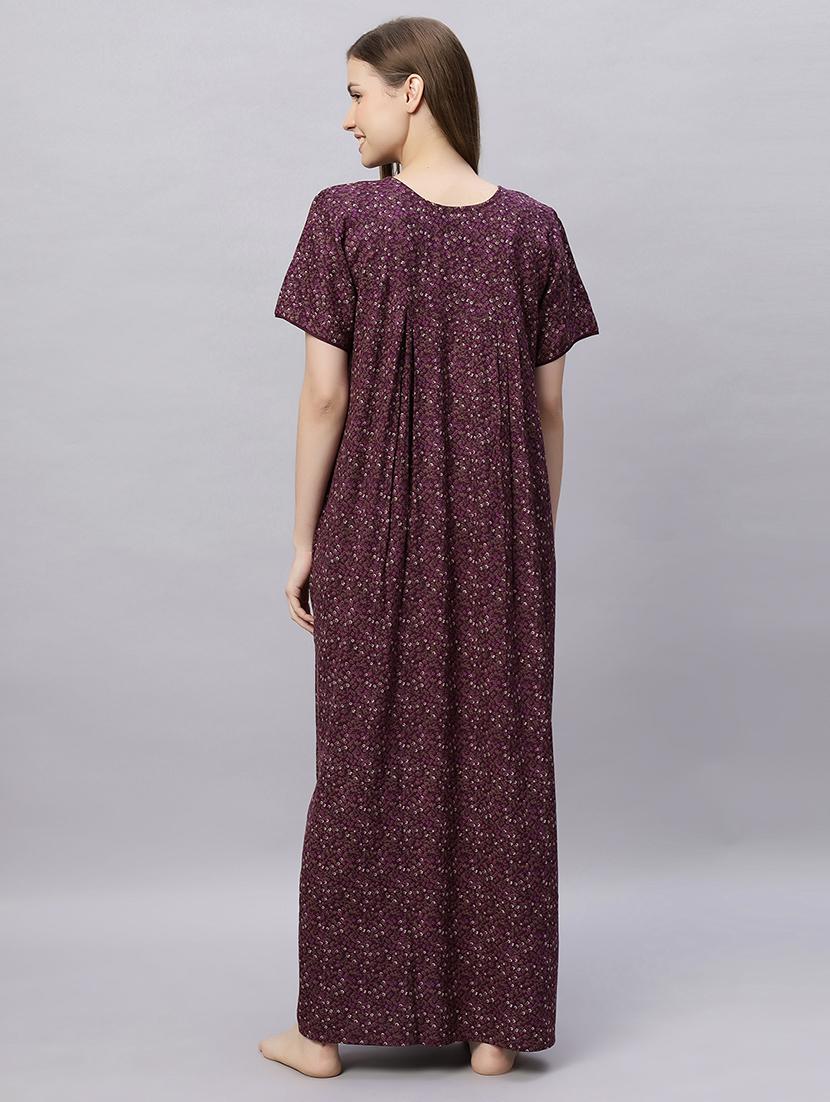 women printed short sleeves nighty - 21690770 - Standard Image - 3