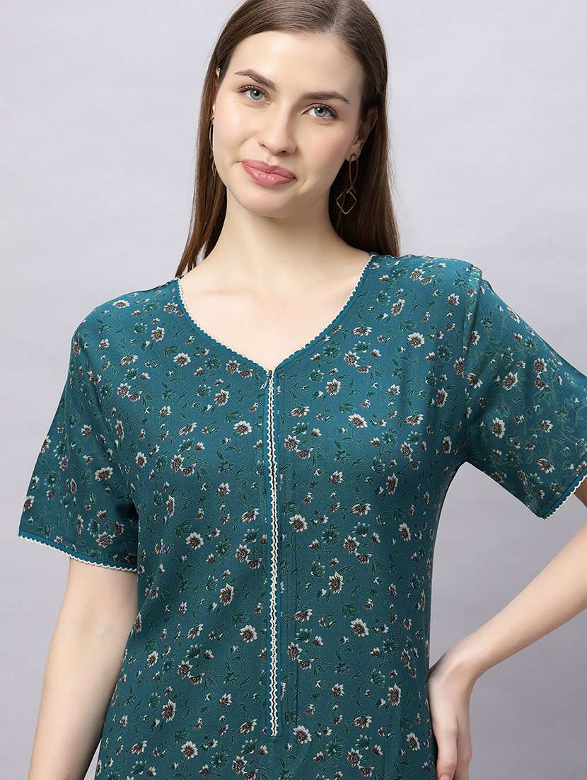 women printed short sleeves nighty - 21690777 -  Standard Image - 5