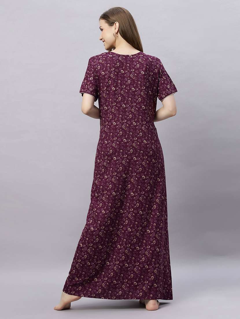 women printed short sleeves nighty - 21690779 -  Standard Image - 3