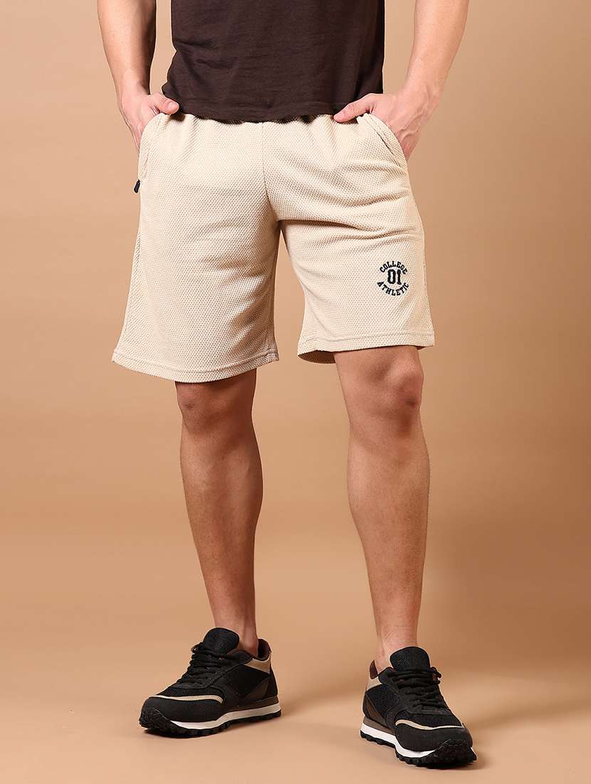 men beige placement print mid rise short - 21690788 - Zoom Image - 0