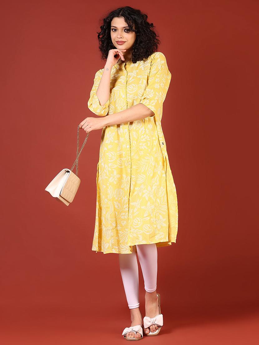 women printed mandarin neck kurta - 21690807 - Standard Image - 3