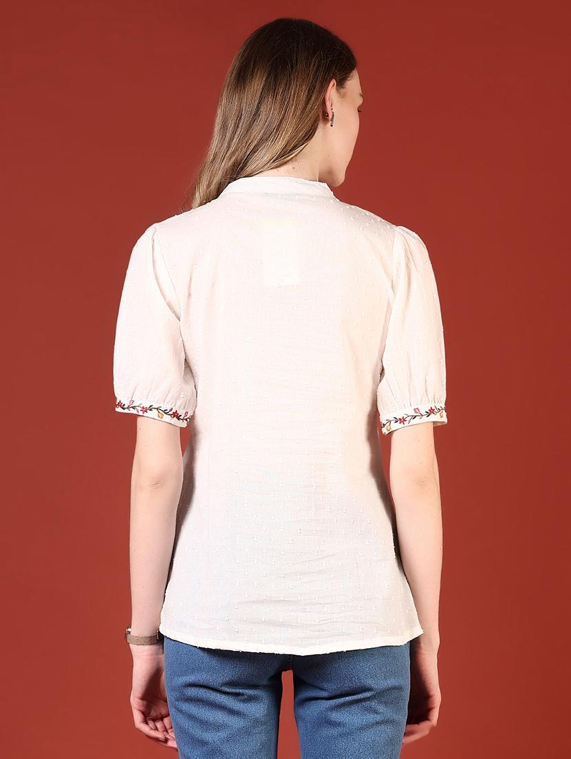 women off white embroidered a-line top - 21690808 - Standard Image - 3