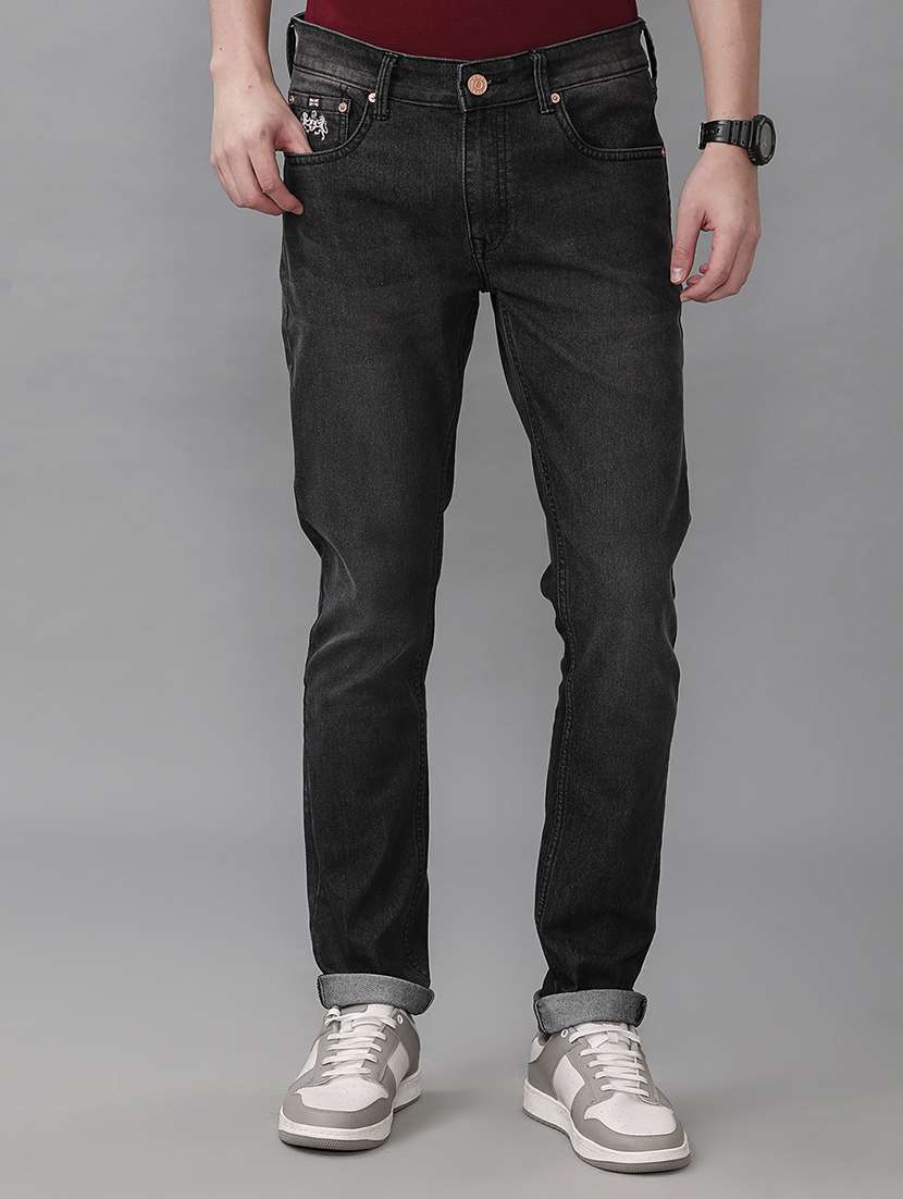 men mid rise slim fit washed jeans