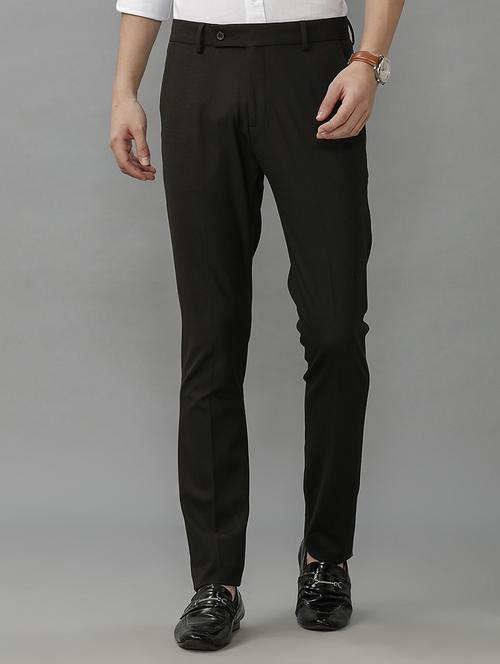men mid rise solid flat front casual trouser - 21690926 - Standard Image - 0