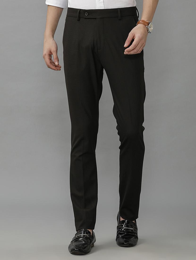 men mid rise solid flat front casual trouser - 21690926 - Zoom Image - 0