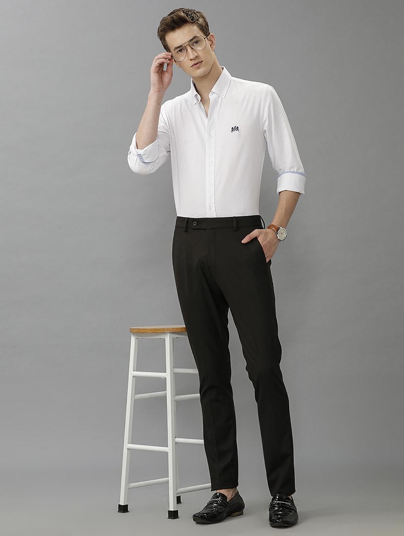 men mid rise solid flat front casual trouser - 21690926 - Standard Image - 3