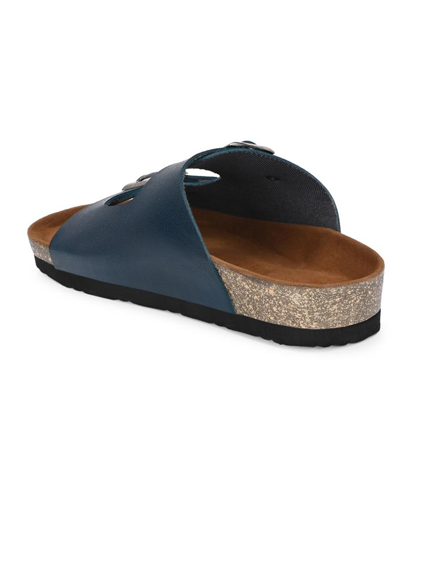 blue pu slip on sandals - 21690953 - Standard Image - 3