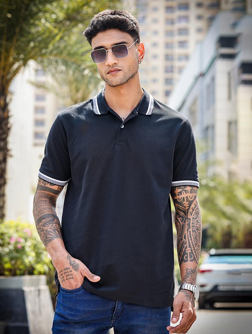 men short sleeves plain polo t-shirt - 21691015 - Standard Image - 3