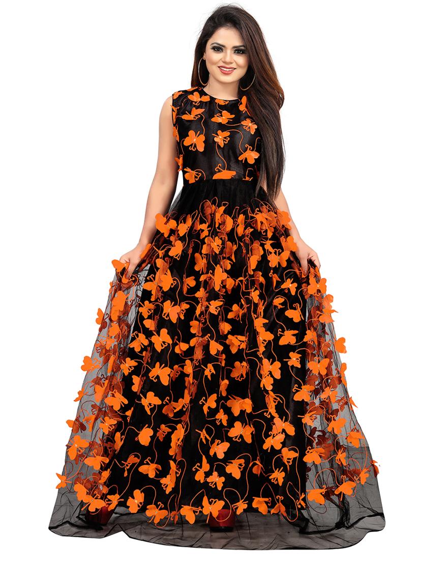women embellished semi-stitched party wear gown - 21691068 -  Zoom Image - 0