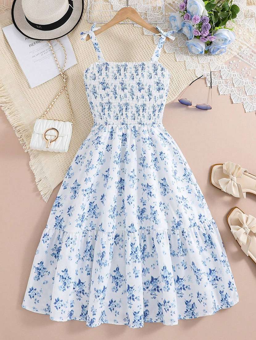 girls floral printed sleeveless dress