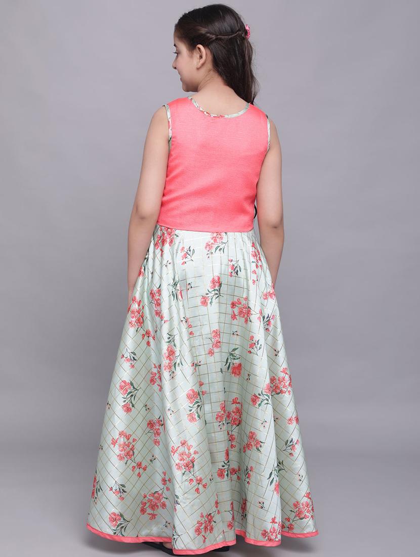 girls floral printed round neck maxi dress - 21691252 - Standard Image - 3