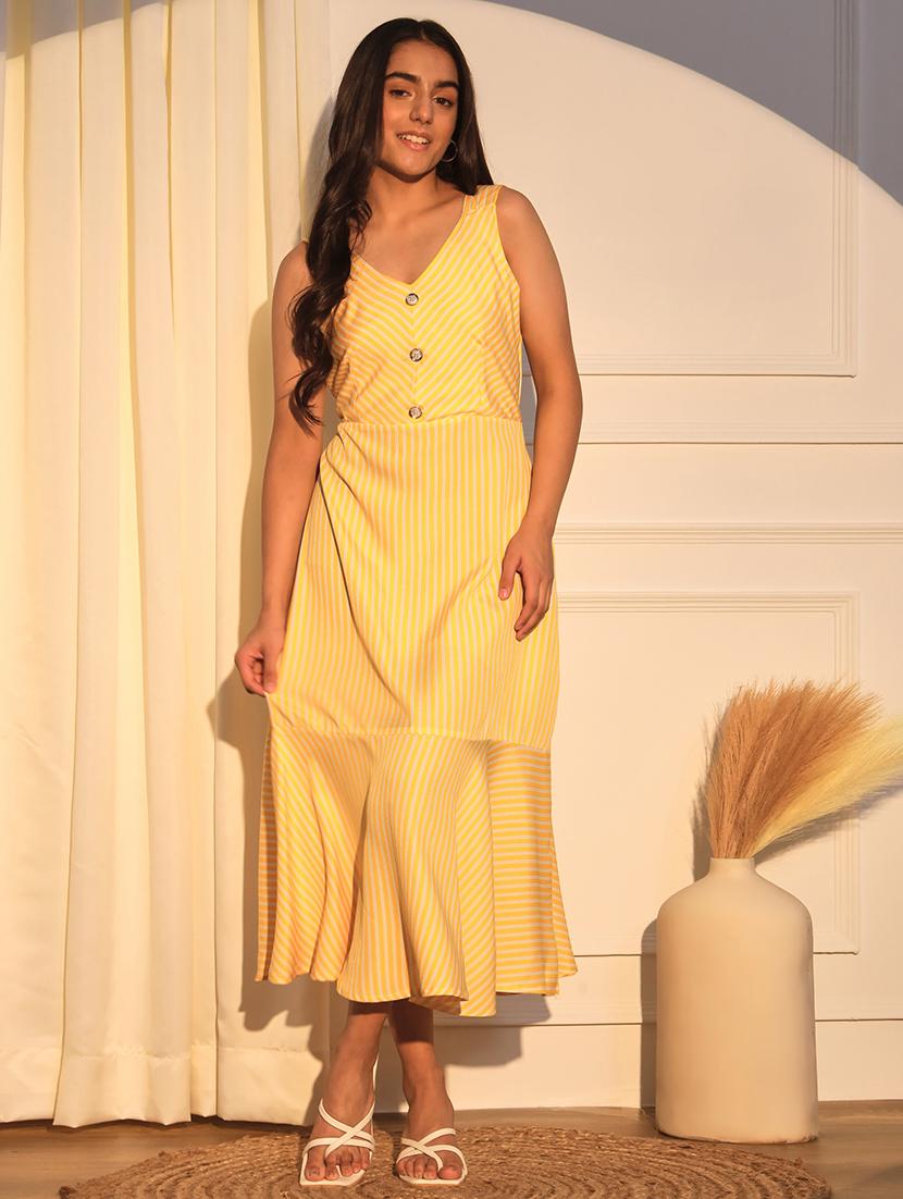 girls yellow striped sleeveless dress - 21691260 -  Zoom Image - 0