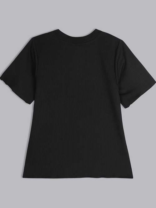girls round neck solid top - 21691278 - Standard Image - 0