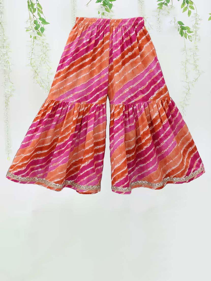 girls leheriya printed kurta sharara set - 21691329 - Standard Image - 3