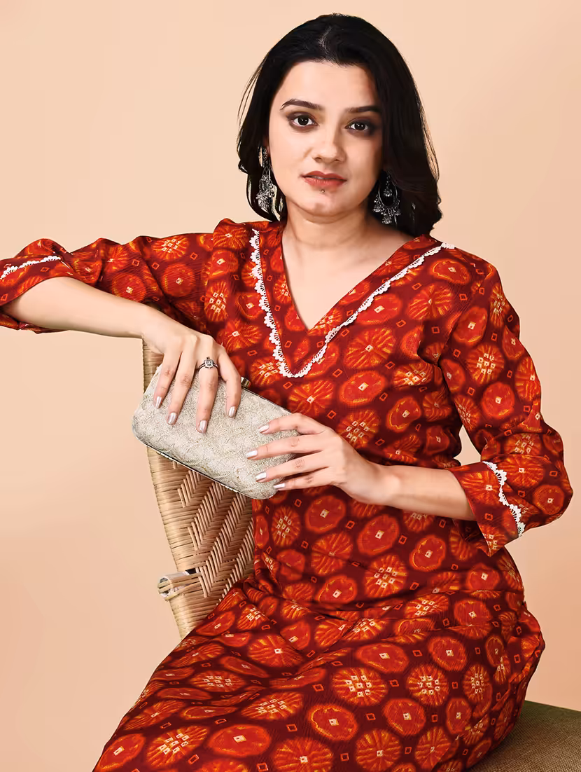 women three quarter sleeve kurta and pant set - 21691345 - Standard Image - 3
