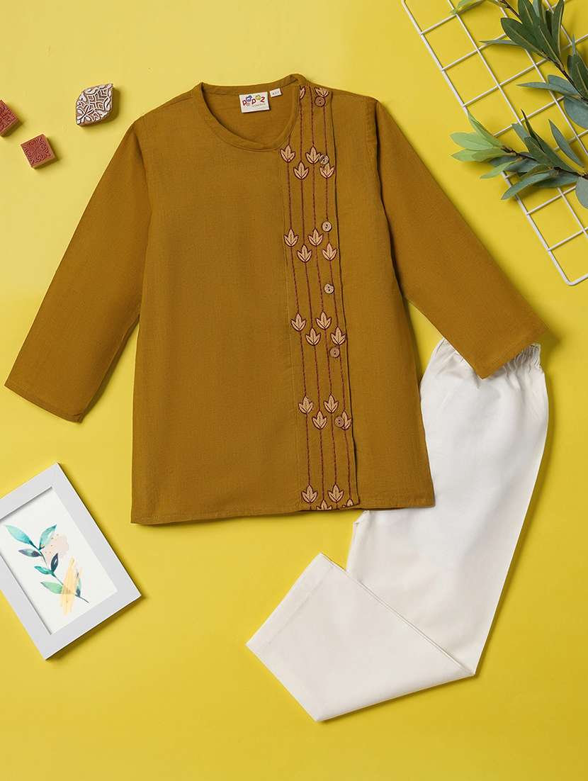 boys embroidered kurta bottom set - 21691364 - Zoom Image - 0