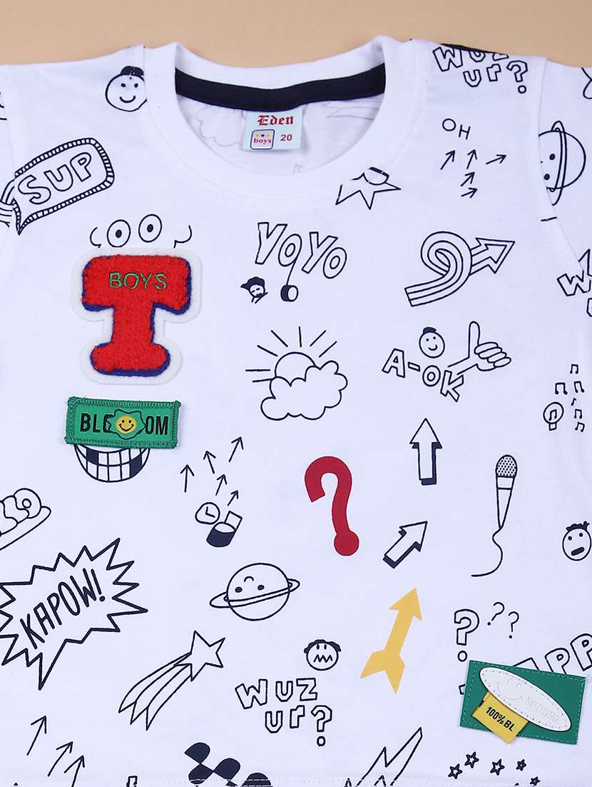 boys printed t-shirt and short set with suspender - 21691381 -  Standard Image - 3