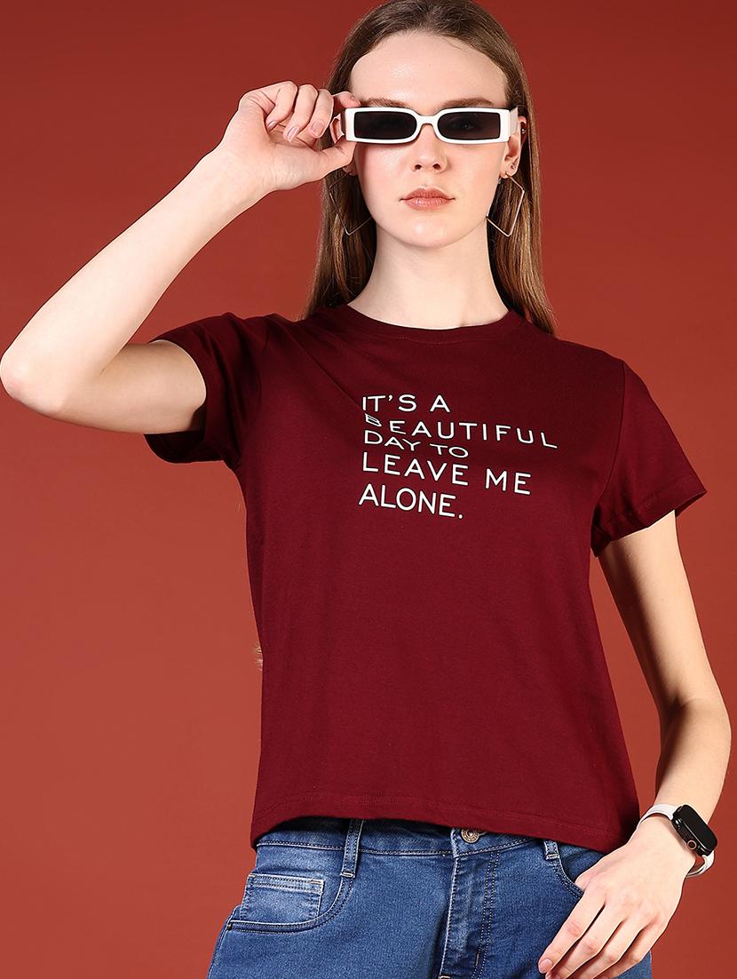 women typographic short sleeve regular fit t-shirt - 21691399 - Zoom Image - 0