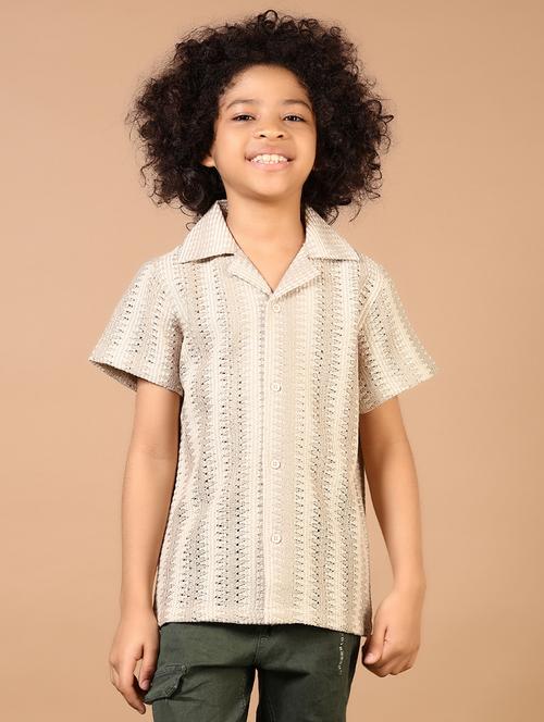 boys self design cuban collar casual shirt - 21691404 -  Standard Image - 0