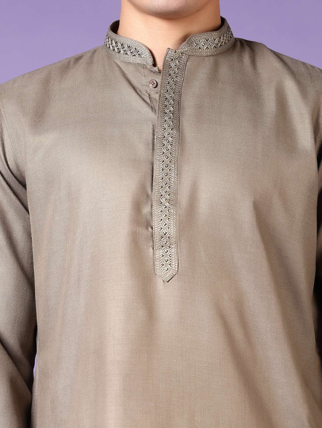 men embroidered mandarin neck long sleeve kurta - 21691415 -  Standard Image - 5