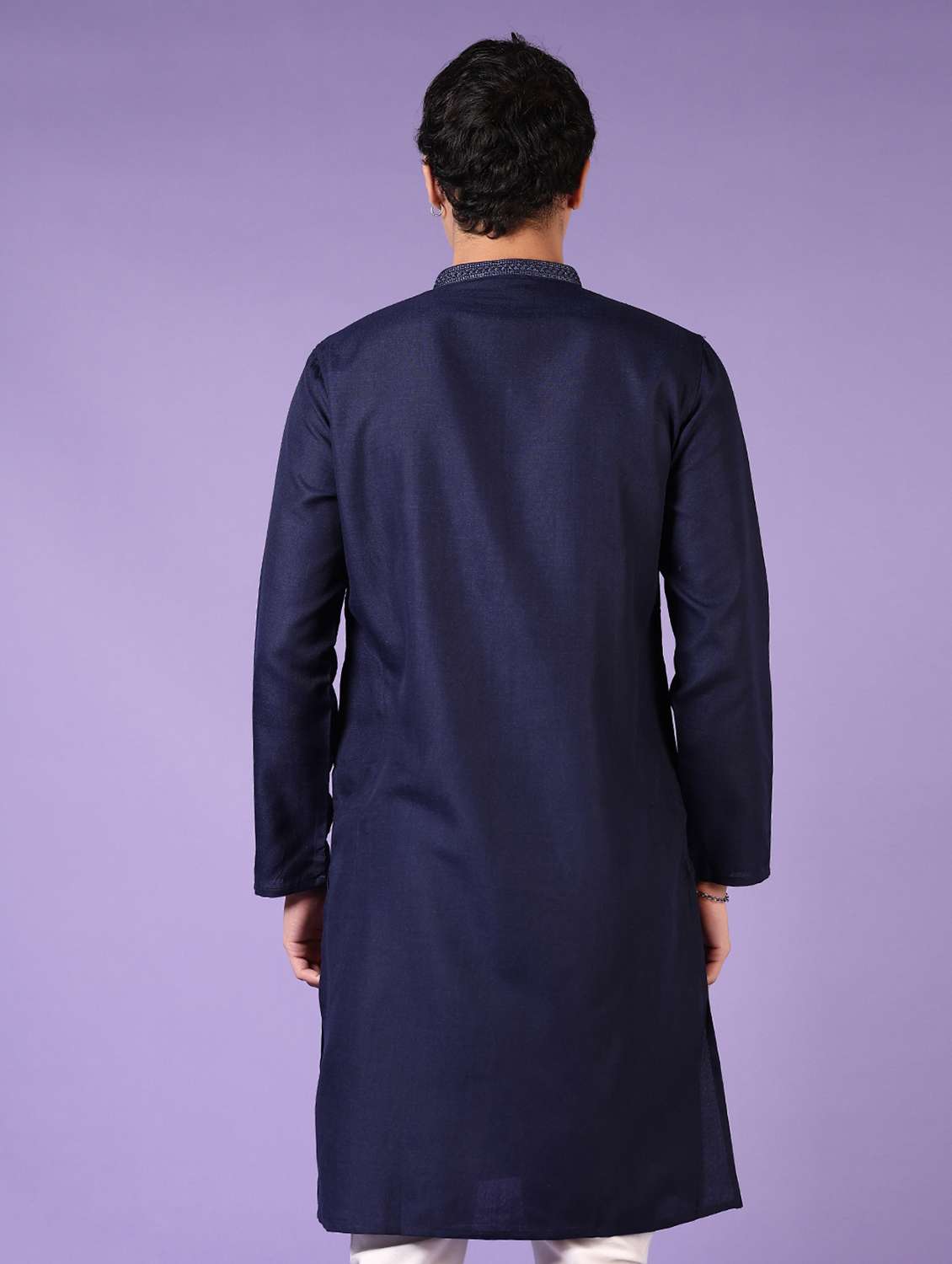 men embroidered mandarin neck long sleeve kurta - 21691417 -  Standard Image - 3