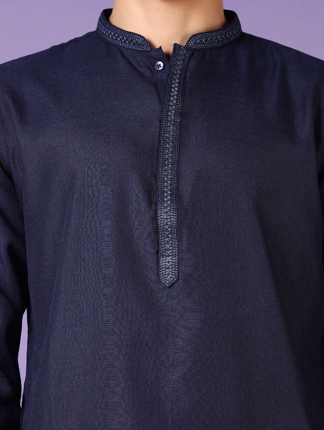 men embroidered mandarin neck long sleeve kurta - 21691417 -  Standard Image - 5