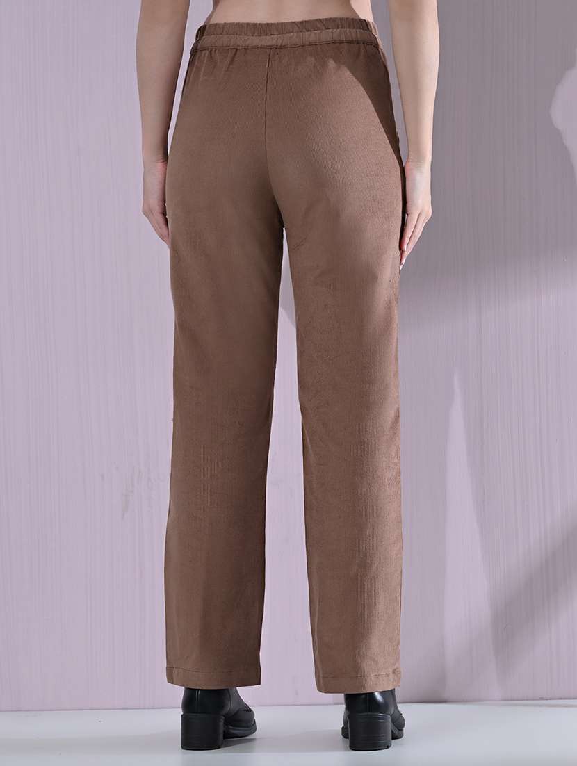 women high rise solid corduory trouser - 21691695 -  Standard Image - 3