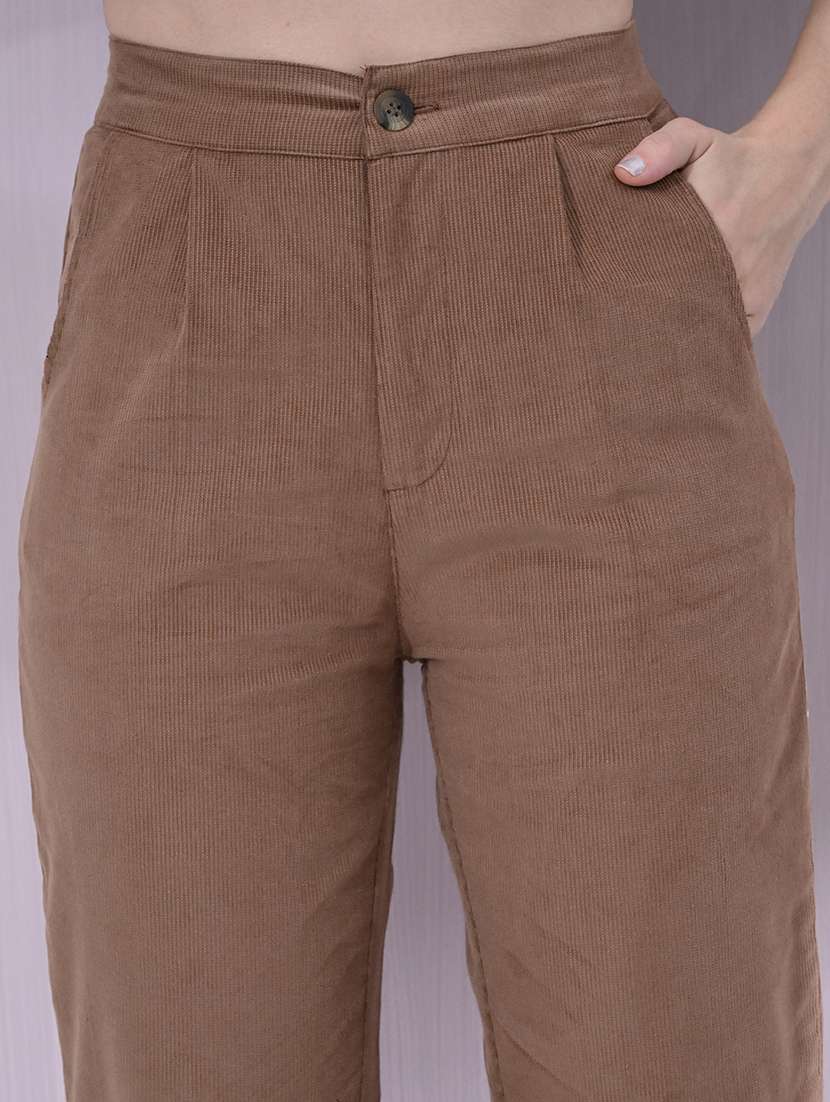 women high rise solid corduory trouser - 21691695 -  Standard Image - 5