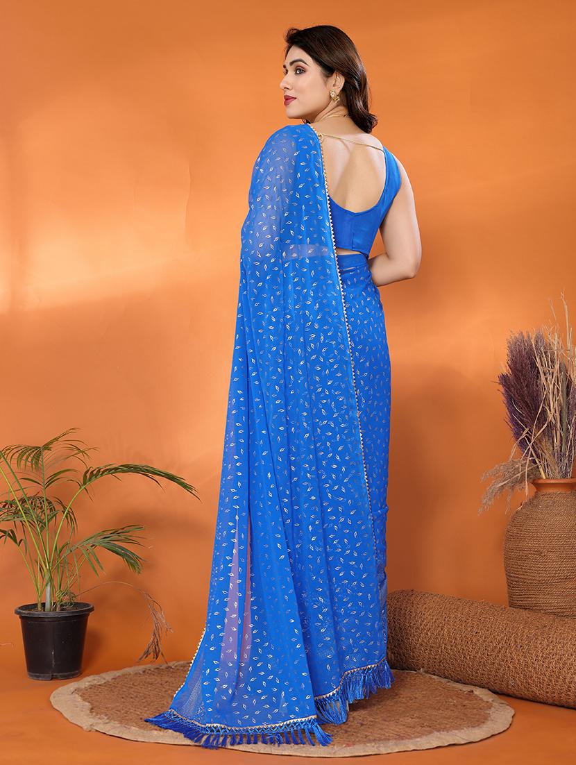 women foil printed saree with blouse - 21691816 - Standard Image - 3