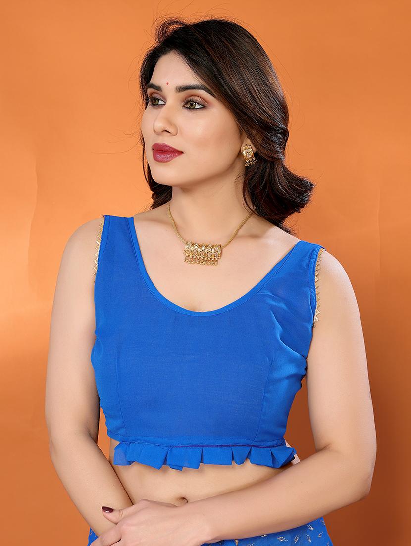 women foil printed saree with blouse - 21691816 - Standard Image - 5