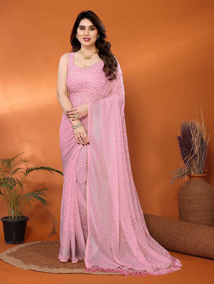women foil printed saree with blouse