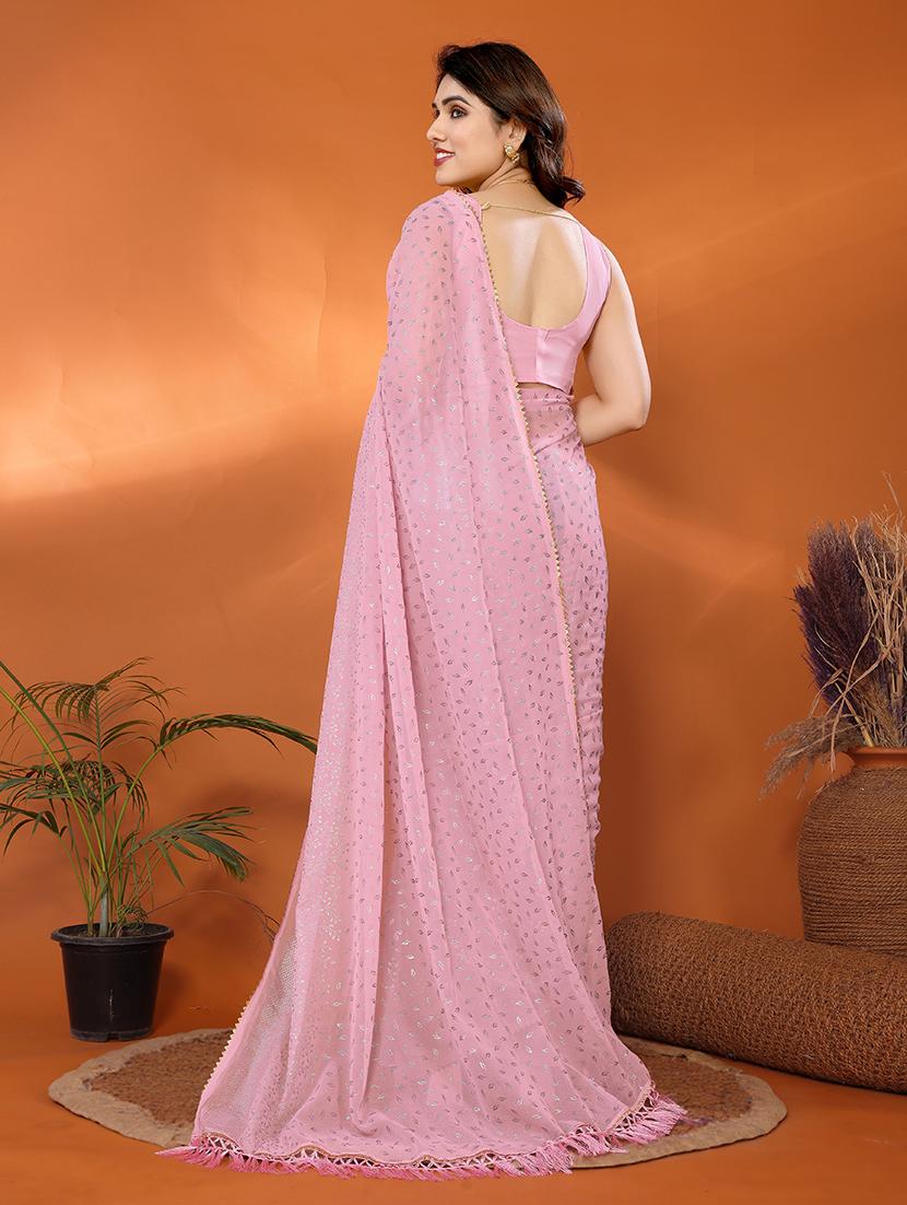 women foil printed saree with blouse - 21691818 - Standard Image - 3