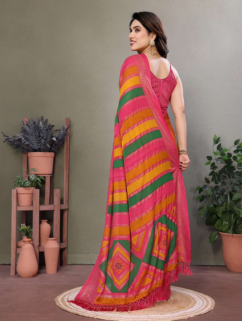 women foil printed saree with blouse - 21691825 -  Standard Image - 3