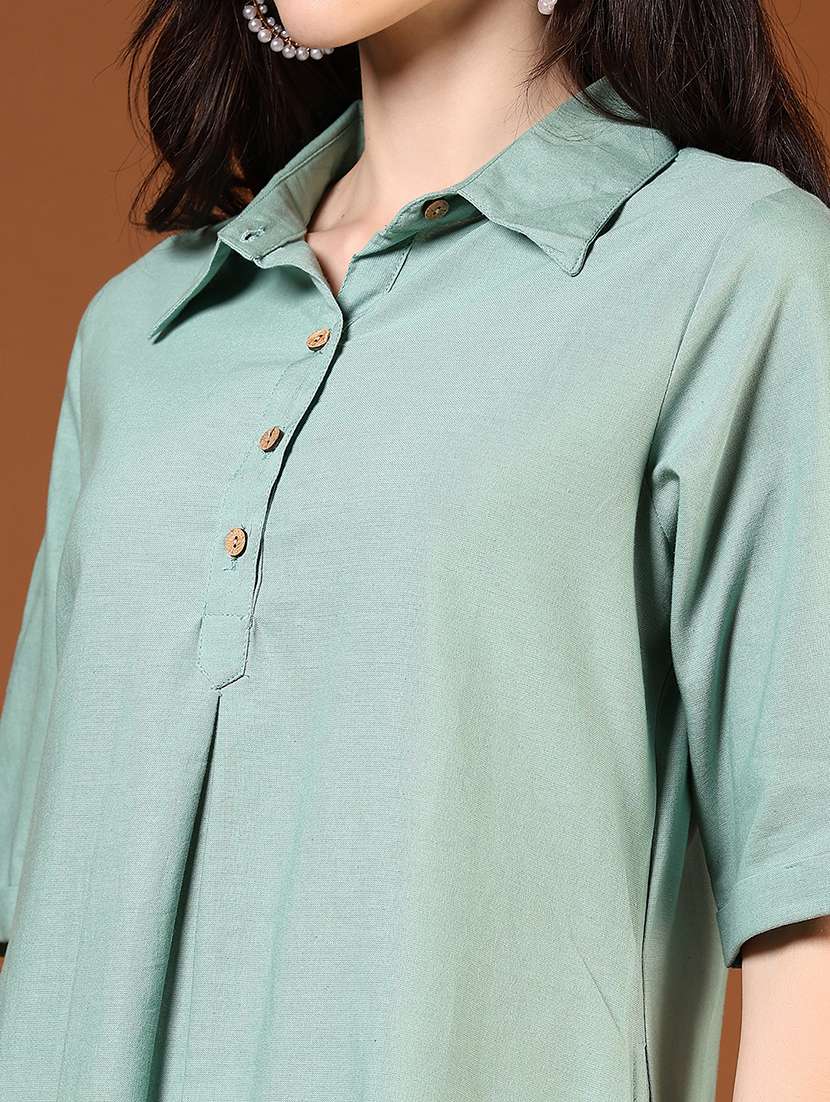 women green solid elbow length a-line kurta - 21691874 -  Standard Image - 5