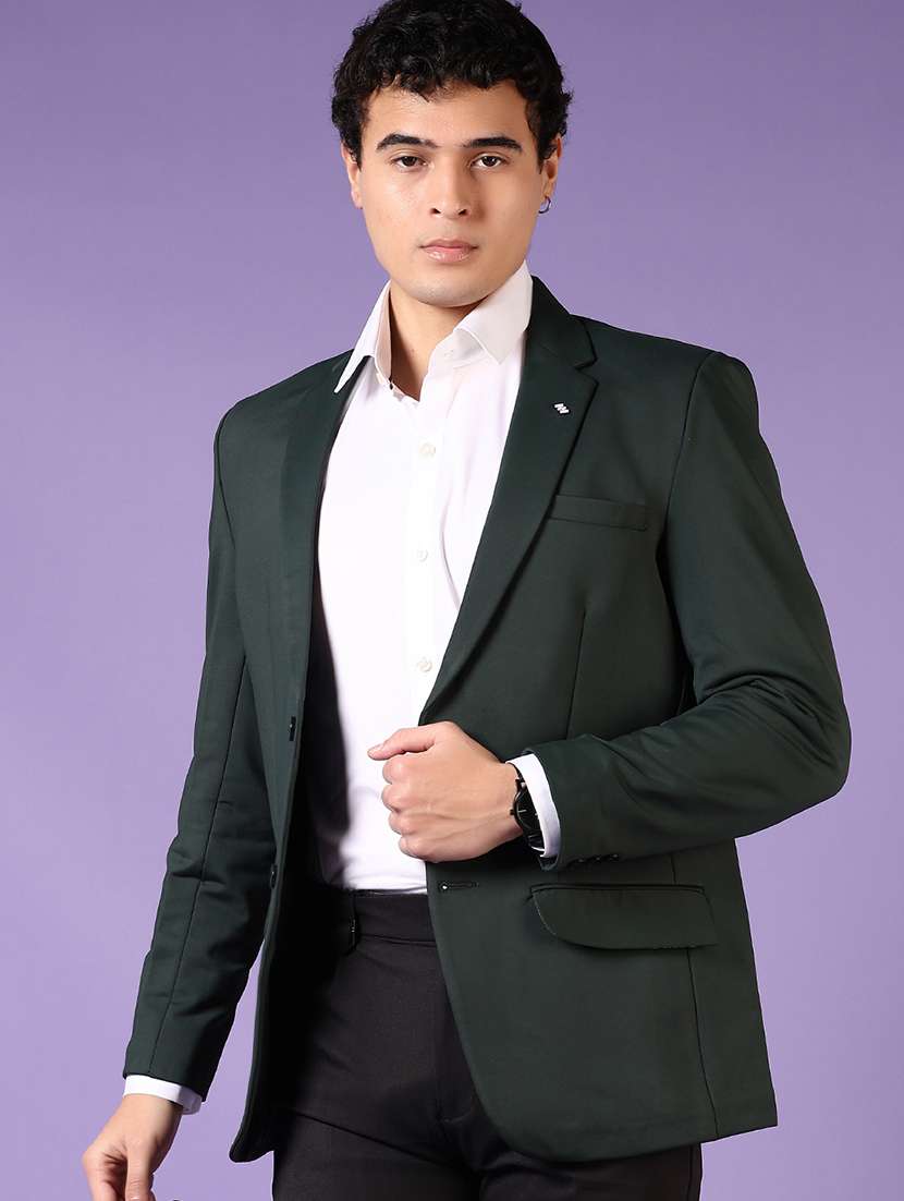 men solid single breasted casual blazer