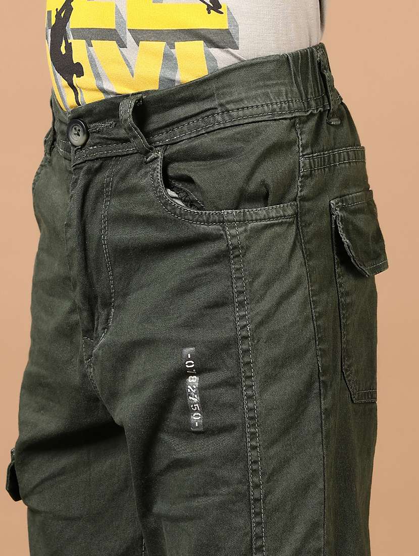boys solid mid rise relaxed fit cargo - 21691921 -  Standard Image - 5