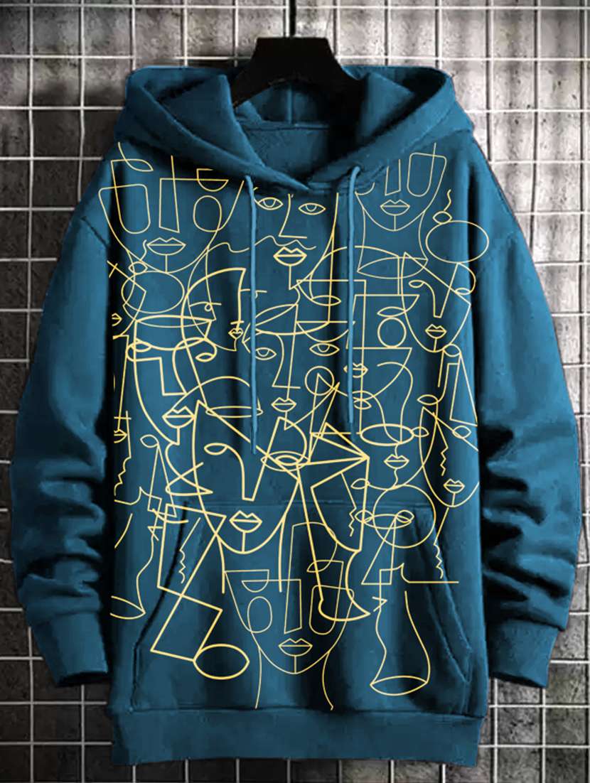 men long sleeves front print sweatshirt