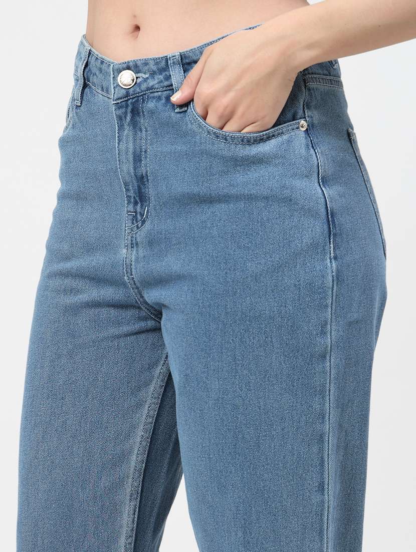 women mid rise straight fit plain jeans - 21692084 -  Standard Image - 5