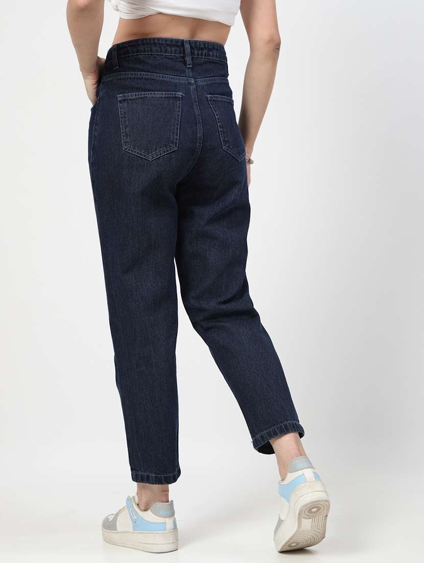 women mid rise straight fit plain jeans - 21692087 -  Standard Image - 3