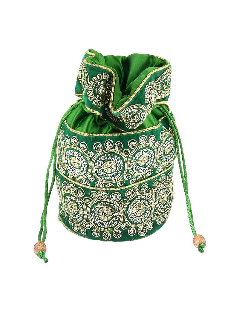 women green embroidered potli - 21692092 -  Zoom Image - 0